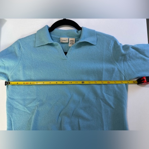 LL Bean Cashmere Women’s Blue Sweater base layer Pullover size Large #1864 - Picture 3 of 11